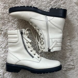 Aquatalia White Combat & Moto Boots 8.5